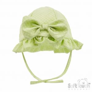 STH68-Mi  Green Lined Checked Summer Hat  (0-12 months)