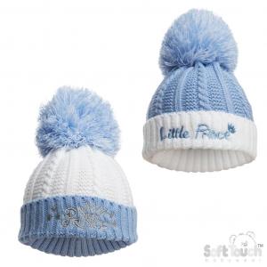 STH684-B  Sky Prince Pom Pom hat  (NB-12 months)