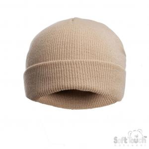 STH702-Bi  Brushed Beanie Hat Biscuit  (Newborn-12 months)