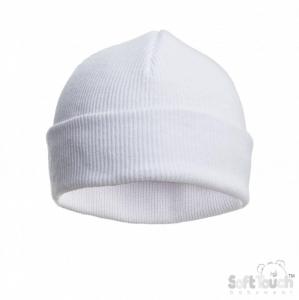 STH704-C-W Cotton Beanie Hat White (Newborn-12 months)