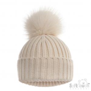 STH712-BCOF  Coffee Ribbed Hat with Glitter  (NB- 12months)