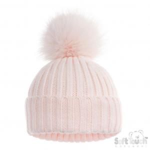 STH712-BP  Pink Elegance Ribbed Hat with Glitter  (NB- 12 months)