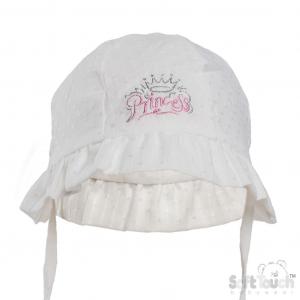 STH84-W White Dotty Hat "Princess" (0-24 months)