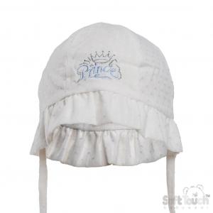 STH86-W White Dotty Hat "Prince" (0-24 months)