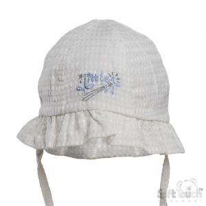 STH88-W White Checked Hat "Little Star" (0-24 months)