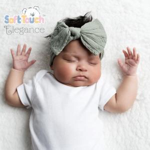 STHB112-Sg  Sage Green Cable Headband with Bow 