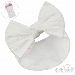 STHB112-W  White Cable Headband with Bow 