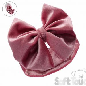 STHB114-Dp  Dusky Pink Velour Headband with Bow 