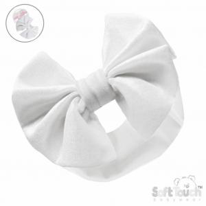 STHB114-W  White  Velour Headband with Bow 