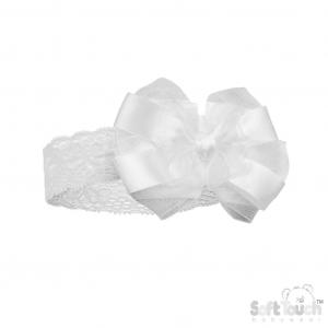 STHB116-C  Cream Lace Headband with Bow 