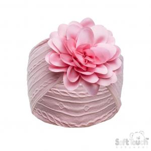 STHB122-P  Pink Cable Headband with Large Flower 