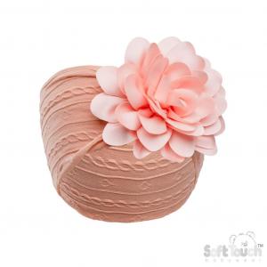 STHB122-Ro  Rose Cable Headband with Large Flower 