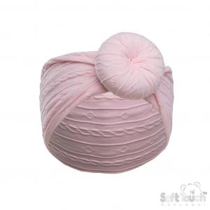 STHB124-P  Pink Cable Headband with Turban knot 