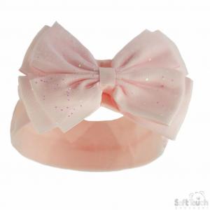 STHB92-BP  Baby Pink Glitter Bow Headband 