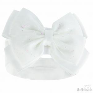 STHB92-W  White Glitter Bow Headband 