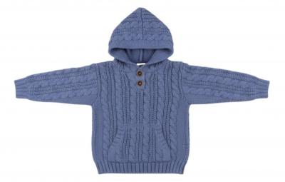 STHD16SB  Steel Blue Cable Hoodie  (6-24 months)