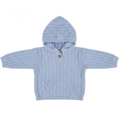 STHD18B  Sky Blue knitted Hoodie  (6-24 months)