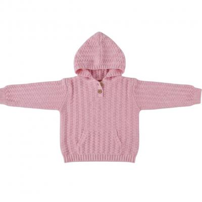 STHD18P  Pink knitted Hoodie  (6-24 months)
