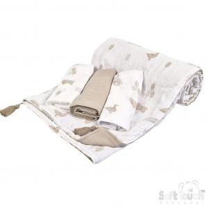 STMS501-CO Coffee Muslin padded wrap and cloths