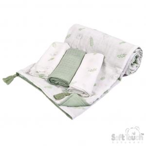 STMS501-SG Sage Muslin padded wrap and cloths