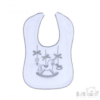 STP3617-BP-G Grey Rocking horse bib