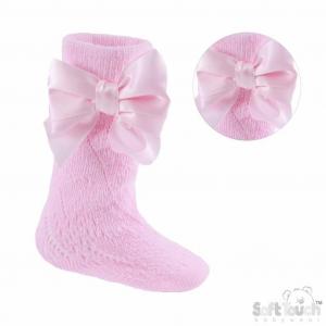STPS06-P  Pelerine Knee length sock with bow (0-24 months)