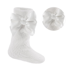 STPS06-W  Pelerine Knee length sock with bow  (0-24 months)