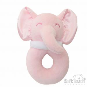 STRT36-P  Elephant Rattle Toy Pink 
