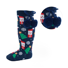 STS135-X-N  Christmas Knee High Pom Pom Socks  (NB-18 months)
