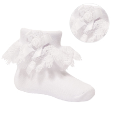 STS326-W  "Jester Rose and Lace" Ankle Socks  (0-24 months)