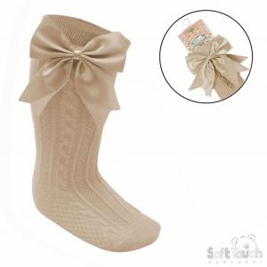 STS350-COF  Elegance Coffee Bow Sock  (0-24 months)
