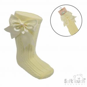 STS350-Lem  Lemon Yellow Elegance Bow Sock  (0-24m)