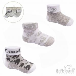 STS504  Elephant Triple Pack of Socks  (NB-12 months)