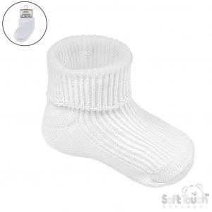 STS900-W  White Twin Pack Turn-over Socks  (Newborn)