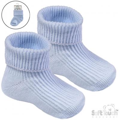 STS901-B  2 Pairs Blue Turn-over Socks  (0-3 months)
