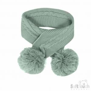 STSC12-SG  Sage Green Elegance Scarf with Pom Poms  (Nb-24)