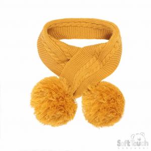 STSC12-M  Mustard Yellow Elegance Scarf with Pom Poms  (Nb-24)