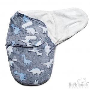 STSW112-B  Blue Dinosaur Swaddle Wrap  (0-3 months)