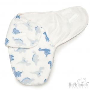 STSW112-W   White Dinosaur Swaddle Wrap  (0-3 months)