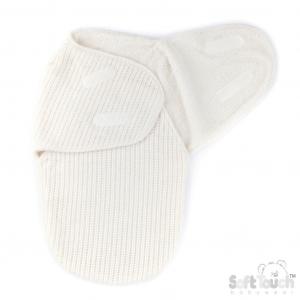 STSW122-W  White Chenille and sparkle swaddle Wrap  (0-3 months)