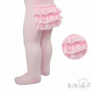 STT126-Pi  Ribbed Tights with Frill  (Newborn-18 months)