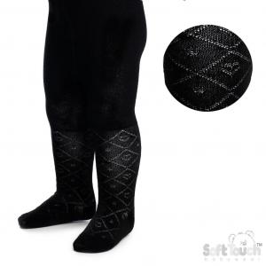 STT34-BLK  Black  Heart Tights  (Choose from 0-6 months)