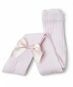 SVKITTY-P  Pink Ribbed Bow tights  ( choose 6 year - 8year)