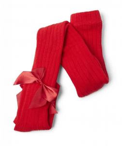 SVKITTY-R  Red Ribbed Bow Tights  ( 6 months only)
