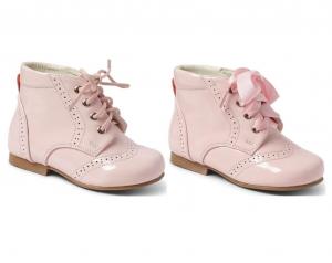 SVQuinnP  Boots Pink - Satin and Waxed Laces  (4-12)