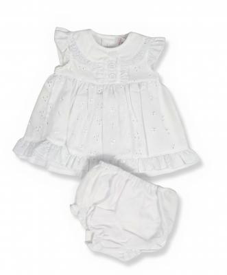 TC20-707W  Broderie Anglaise Dress Set  (3-8lbs)