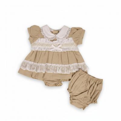 TC20-711T  Smocked Linen Dress Set  (3-8lbs)