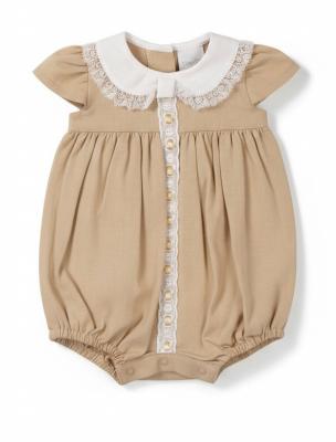 TC20-715T  Lace and Linen Romper (3-8lbs)