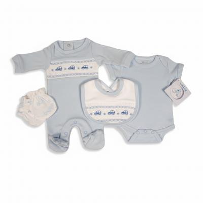 TCLBW20-595-S  Smocked "Cars" 4 Piece Set  (3-8lbs)