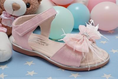 TI2373-SP3-P  Pink Feather Bow Sandal (20-25)